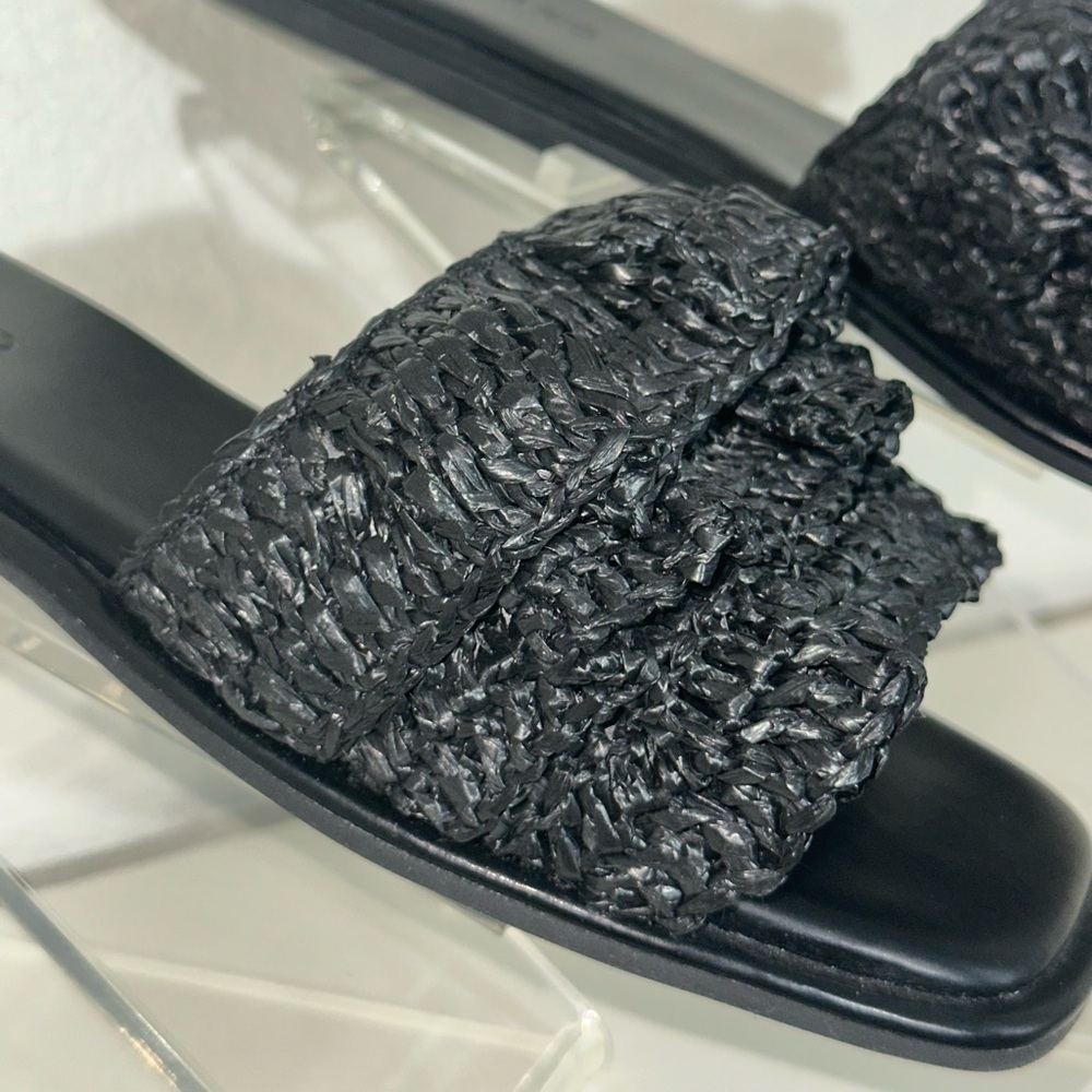 FARM RIO Raffia slides Black 8.5